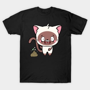 Funny white cat smells poo poo T-Shirt